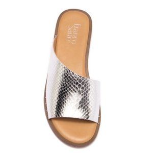 FRANCO SARTO Rye Silver Vamp Strap Slip On Sandal